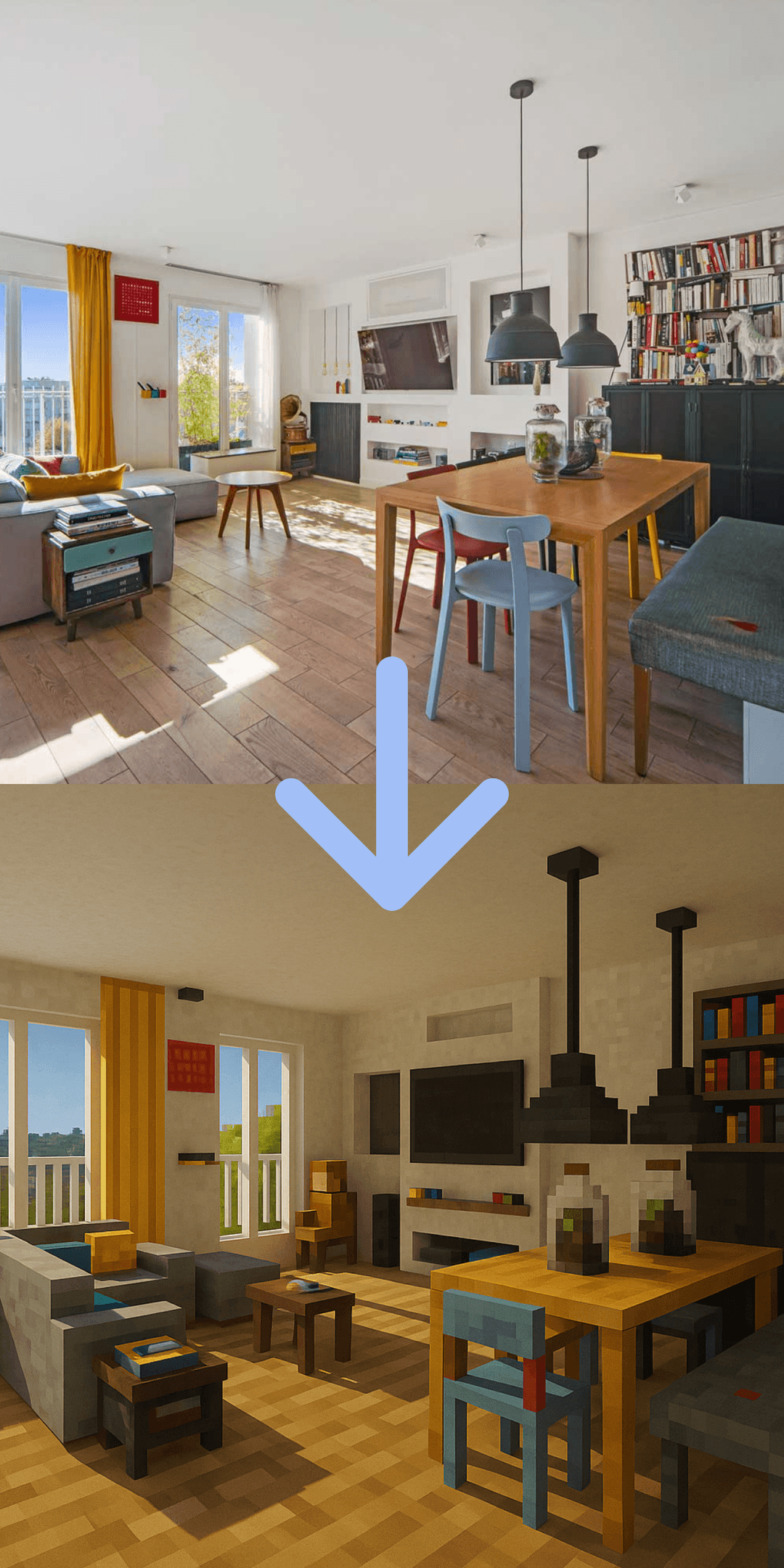 An appartment converted to minecraft