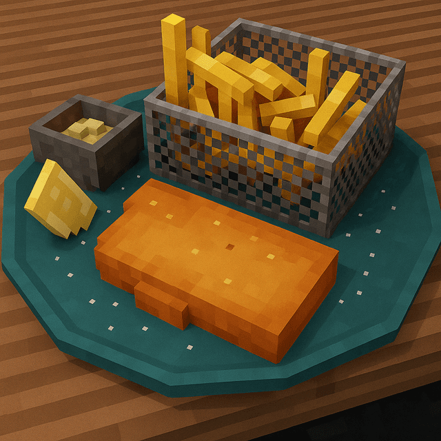 A cubic fish and chips